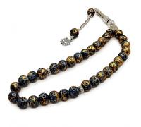 Perlin Prayer Beads Prayer Beads Tesbih Tasbih Tespih Misbaha Subha 33, 10 mm Glass Muslim Islamic Rosary Jewellery Bracelets Worship Accessories Gemstone Effect, 30cm, Glass Brass, No Gemstone