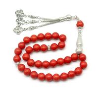 Perlin Prayer Beads Prayer Beads Tesbih Tasbih Tespih Misbaha Subha 33 Muslim Islamic Rosary with 10 mm Turquoise Gemstone Beads Jewellery Bracelets Worship Accessories (Red)