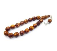 Perlin Prayer Beads Tesbih Tasbih Tespih Misbaha Subha 17, Muslim Islamic Rosary Bracelets Worship Accessories Gemstone Effect Beads Oval 14 x 12 mm, L, Acrylic Brass, No Gemstone
