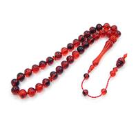 Perlin Prayer Beads Tesbih Tasbih Tespih Misbaha Subha 33, 32 cm, Muslim Islamic Rosary Prayer Worship Accessory Ottoman Red Black Beads Ball 10 mm