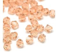 Perlin Preciosa Glass Beads, Bohemian Crystal Beads, 4 mm Bicone Czech Beads, Glass Cut Beads, 40 Pieces (Light Peach)