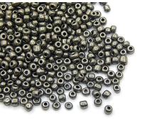 Perlin Seed Beads Glass Native American Seed Beads Pony Beads 3 mm 8/0 Mini Round Metallic Seed Beads 3300 Pieces in Antique Silver