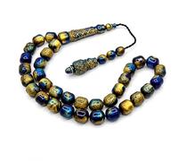 Perlin Tesbih 33 Beads Prayer Beads Acrylic Misbaha Subha Tasbih Tespih Barrel Shaped Prayer Beads with Decorated Imams from Turkey 34.5 cm, 34,5 cm, Acrylic