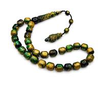 Perlin Tesbih 33 Beads Prayer Beads Acrylic Misbaha Subha Tasbih Tespih Barrel Shaped Prayer Beads with Decorated Imams from Turkey 34.5 cm, 34,5 cm, Acrylic