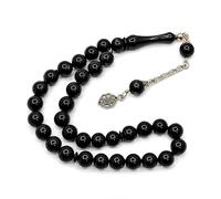 Perlin Tesbih Prayer Beads 33 Beads Black Onyx Effect 10 mm Acrylic Misbaha Tasbih Tespih Islamic Prayer Beads from Turkey 30 cm