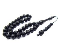 Perlin Tesbih Tasbih Tespih Misbaha Subha 33 Prayer Beads Muslim Islamic Rosary Prayer Worship Accessories Ottoman Black Onyx Effect Beads Ball 10 mm