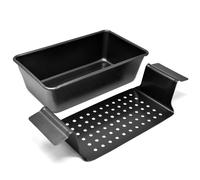 PERLLI Nonstick Meat Loaf Pan with Drain Tray Insert, 2-in-1 Large 9.8" X 5.7" BPA Free Healthy Coating Bread and Roaster Pan with Drip Tray, Carbon Steel Gray