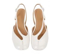 PERLSAC Women's Tabi Slingback Flats Split Toe Mary Jane Sandals Comfortable Square Toe Ballet Flats Shoes for Summer, White, 4.5 UK