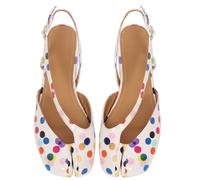 PERLSAC Women's Tabi Slingback Flats Split Toe Mary Jane Sandals Comfortable Square Toe Ballet Flats Shoes for Summer, Polka Dots, 6 UK