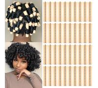 Perm Rods For Short Hair 40Pcs Beige Perm Rods For Black Women Plastic Curl Cold Wave Medium Size Peach Hair Rollers For Hair Styling Hairdressing Tools(Beige,40PCS)