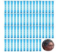 Perm Rods Perm Kit 60 PCS Small Size Hair Curlers Rollers 0.35 Inch Hair Rollers Perm Kit Short Hair Men Home Perm Kits for Long Short Hair Styling Tool Hair Curlers for Women and Men (Blue)