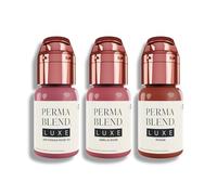 Perma Blend Luxe Rose Lip Pigment Ink Set, Professional Lip Tattoo Microblading Supplies, Victorian Rose, Amelia Rose and Rouge, Pack of 3, 1/2oz (15 ml)