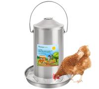 Permafarm Automatic Chicken Waterer 8L/2.1Gal, Authentic 304 Food-Grade Stainless Steel Poultry Waterer, Heavy-Duty Metal Thickness 0.035 Inch/0.9mm, Bottom-Fill, Life-Long Durability and Rust-Free