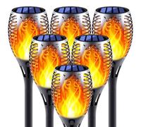 Permande Solar Torch Light with Flickering Flame, 6 Pack Dancing Flame Torches for Patio, Auto On/Off Dust to Dawn Waterproof Outdoor Solar Lights for Garden Halloween Decorations