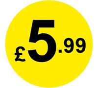 Permanent Adhesive - Black & Yellow 30mm Price Stickers/Labels from £5.45 to £17, 1000, £5.99