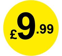 Permanent Adhesive - Black & Yellow 30mm Price Stickers/Labels from £5.45 to £17, 1000, £9.99