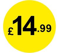 Permanent Adhesive - Black & Yellow 30mm Price Stickers/Labels from £5.45 to £17, 200, £14.99