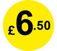 Permanent Adhesive - Black & Yellow 30mm Price Stickers/Labels from £5.45 to £17, 5000, £6.50