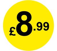 Permanent Adhesive - Black & Yellow 30mm Price Stickers/Labels from £5.45 to £17, 5000, £8.99