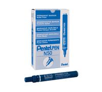 Permanent Bullet Tip Durable Marker Broad Blue Pentel N50 (Pack of 12) N50-C