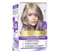 Permanent Hair Colour with Ultra Cool Colour, 100% Grey Coverage Set with Colouration, Shampoo and Conditioner, Excellence Cool Creme #8.11 Ultra Cool