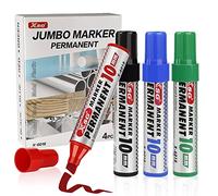 Permanent Marker Pens, Assorted Ink Colours Acrylic Paint Marker Broad, chisel tip 10 mm JUMBO Size Permanent Marker for Plastic,Stone,Wood,Metal and Glass Doodling(Set of 4)