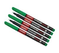Permanent Marker Pens, GREEN, Fine Tip, VAI-UDB CD DVD OHP Marker Pens, Pack of 5, Quick Dry, Smooth Surface Marking, iVAIDEX Black Ball Pen