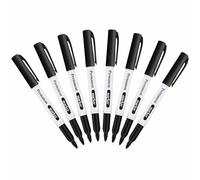Permanent Marker Quick Drying Ink Black Marker Set For Plastic Metal Stone Glass Cardboard Doodling Colouring Marking Home Office School Stationery Supplies L13.5cm X 1.2cm Dia (Pack of 8)