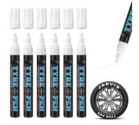 Permanent Marker Waterproof Pen, 6 Pack Car Tire Marker White, Waterproof Quick-Drying Tire Paint Pens for Car Motorcycle Graffiti