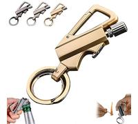 Permanent Match Infinity Lighter,3-in-1 Keychain Lighter, with Dual-Sided Flint Fire Starter,Reusable Waterproof Strike Anywhere,Match Strike for Outdoor Camping Hiking Survival Igniter (Gold)