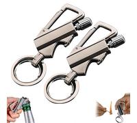 Permanent Match Infinity Lighter,3-in-1 Keychain Lighter, with Dual-Sided Flint Fire Starter,Reusable Waterproof Strike Anywhere,Match Strike for Outdoor Camping Hiking Survival Igniter (2PCS-Silver)