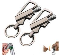 Permanent Match Infinity Lighter, 3-in-1 Keychain Waterproof Windproof Reusable Flint Fire Starter, Strike Anywhere for Camping Hiking Survival Outdoor (2pcs-Silver)