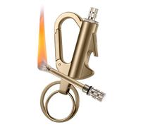 Permanent Match Infinity Lighter, Permanent Match with Multitool Keychain Bottle Opener, Waterproof Matches, Reusable Keychain Lighter, for Outdoor Survival, Camping Tool (1pcs-Gold)