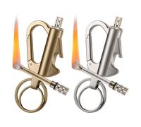 Permanent Match Infinity Lighter, Permanent Match with Multitool Keychain Bottle Opener, Waterproof Matches, Reusable Keychain Lighter, for Outdoor Survival, Camping Tool (2pcs-Gold+Silver)