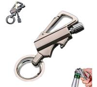Permanent Match Infinity Lighter, Portable Multifunctional Ignition Device, Keychain Lighter Match Strike, Keychain Bottle Opener for Men with Dual-Side Flint Fire Starter for Outdoor Home (Silver)