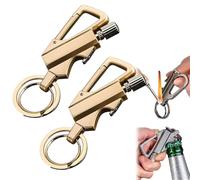Permanent Match Infinity Lighter, Waterproof Matches with Multitool Keychain Bottle Opener, Reusable Keychain Lighter, Personalized Creative Pendant, Outdoor Waterproof Kerosene (Gold-2PC)