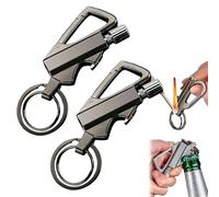 Permanent Match Infinity Lighter, Waterproof Matches with Multitool Keychain Bottle Opener, Reusable Keychain Lighter, Personalized Creative Pendant, Outdoor Waterproof Kerosene (Black-2PC)