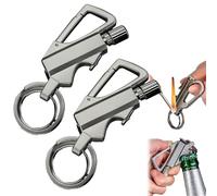 Permanent Match Infinity Lighter, Waterproof Matches with Multitool Keychain Bottle Opener, Reusable Keychain Lighter, Personalized Creative Pendant, Outdoor Waterproof Kerosene (Silver-2PC)