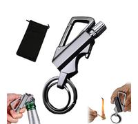 Permanent Match Infinity Lighter with Multitool Keychain, 3 in 1 Keychain Lighter, Metal Unlimited Waterproof Matches, Bottle Opener, Men Gifts (Black)