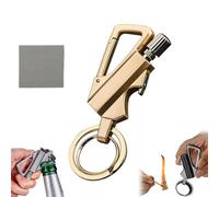 Permanent Match Infinity Lighter with Multitool Keychain, 3 in 1 Keychain Lighter, Waterproof Matches for Outdoor Survival, Men Gifts (Gold)