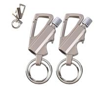 Permanent Match Infinity Lighter with Multitool Keychain Bottle Opener, Reusable Waterproof Match Strike Anywhere, Forever Flint Fire Starter for Outdoor Survival, for Men (2*Silver)