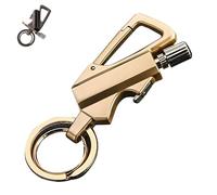 Permanent Match Infinity Lighter with Multitool Keychain Bottle Opener, Reusable Waterproof Match Strike Anywhere, Forever Flint Fire Starter for Outdoor Survival, for Men (Gold)