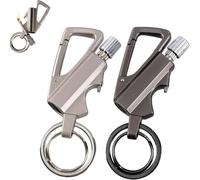 Permanent Match Infinity Lighter, with Multitool Keychain Bottle Opener, Waterproof Matches, Camping Tool, Reusable Keychain Lighter for Outdoor Survival for Men Gifts (Black+Silver)