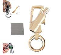 Permanent Match Infinity Lighter, with Multitool Keychain Bottle Opener, Waterproof Matches, Reusable Keychain for Outdoor Survival for Men Gifts, Lighter + Maintenance Cloth (Gold)