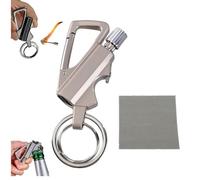 Permanent Match Infinity Lighter with Multitool Keychain Bottle Opener, Waterproof Matches, Reusable Keychain Lighter for Outdoor Camping, Hiking, Survival, for Men Gifts (Silver)