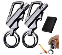 Permanent Match Infinity Lighter, with Multitool Keychain, Keychains Bottle Opener, Reusable Waterproof Matches, Portable Keychain Lighter, for Outdoor Survival, Camping Gifts For Men (Black-2pcs)