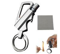 Permanent Match Infinity Lighter with Multitool Keychain, Keychains Bottle Opener, Waterproof Matches, Reusable Keychain Lighter, for Outdoor Survival, Hiking, Camping Gifts for Men (Silver)