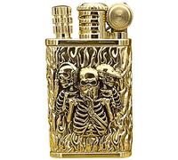 Permanent Match Lighter Vintage Lighter Cool Skull Soft Flame Lighters Forever Matches Reusable Kerosene Lighter Unique Birthday Gift for Men (Color : Metallic)