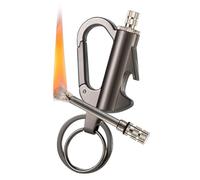 Permanent Match Lighter with Bottle Opener Metal Keychain Reusable Waterproof Match Cool Lighters for Outdoor Camping (Black)