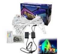 Permanent Outdoor Lights, Smart Rgbic with 44 Scene Modes, Ip65 Waterproof Outdoor String Lights with Remote, RGB Eaves Lights for Halloween Decorations, Christmas [Energy Class 45m75 lamp (1 Piece)